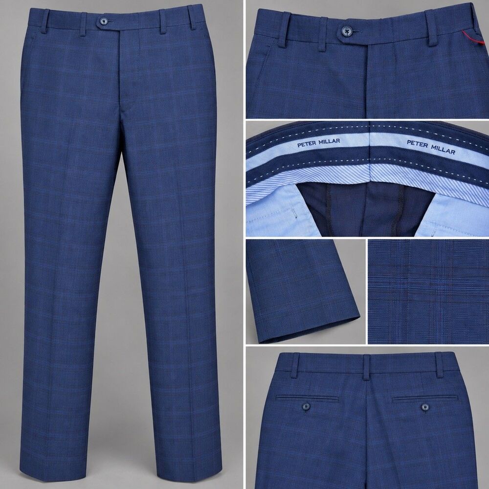 Peter Millar Harker Flat Front Dress Pants, Slacks. Micro-Check, 40X30. NWOT!